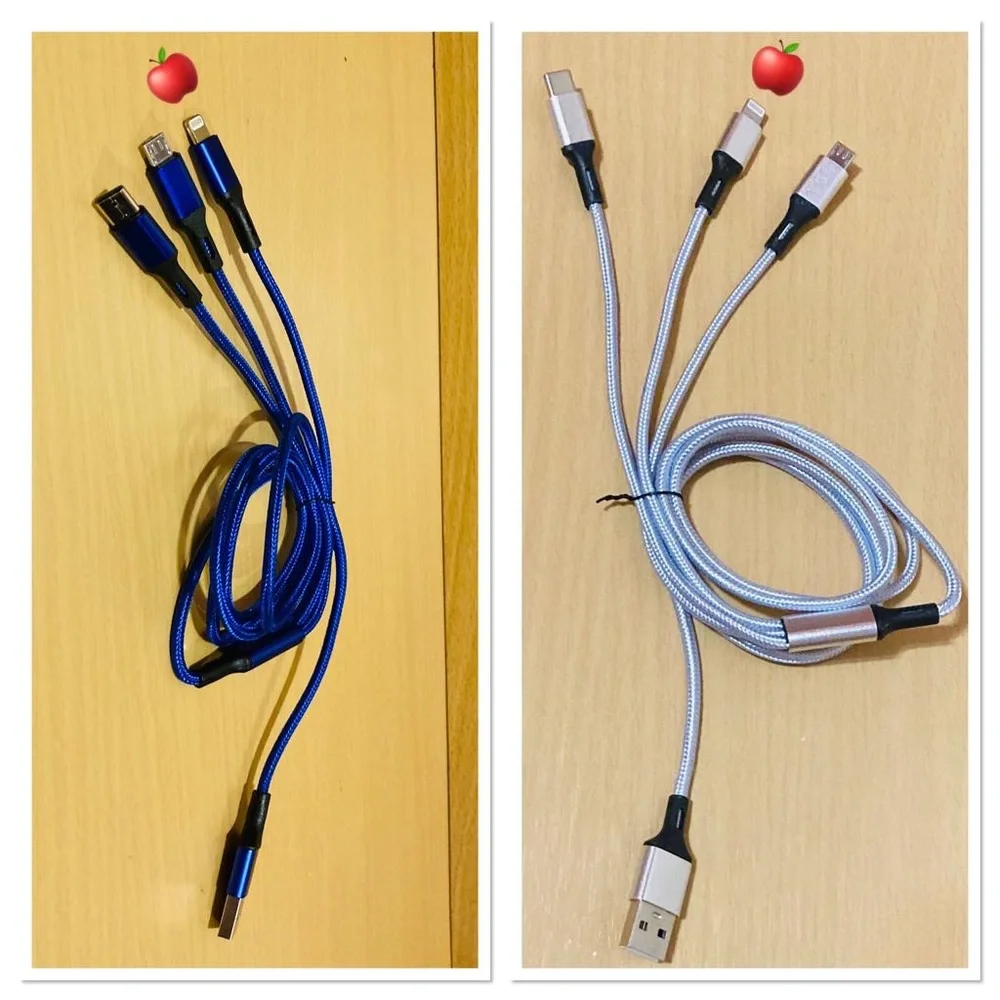 3 in 1 Fast USB Charging Cable universal for IPhone Samsung Android 5 colors 3F